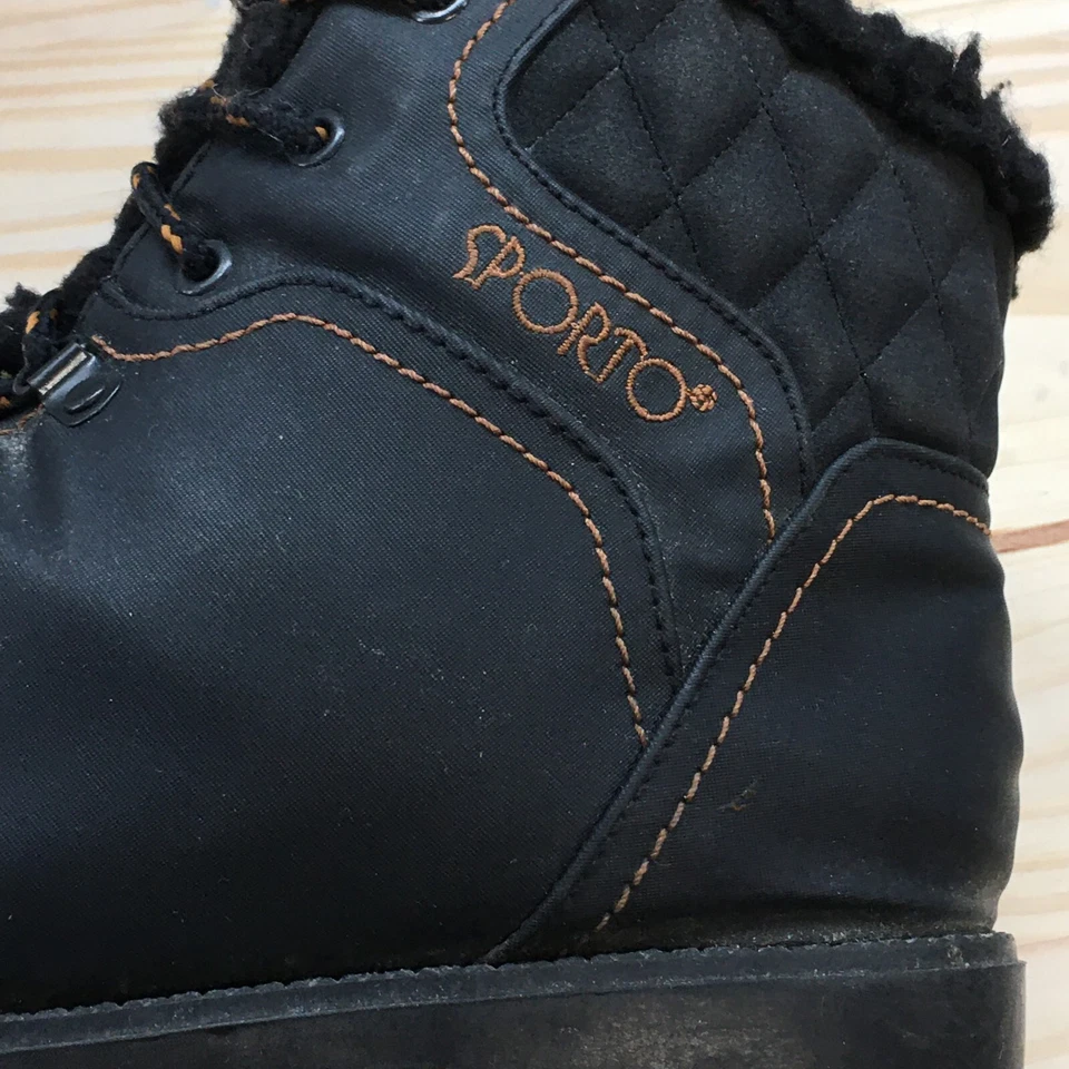 Sporto Boots Womens 6M Ankle Bootie Black Faux Fur Lined Casual Almond Toe Block - Image 4 of 4