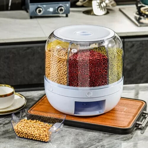 Rotierender Reisspender mit sechs Gittern und luftdichter Aufbewahrung für Getreide - Bild 4 von 8