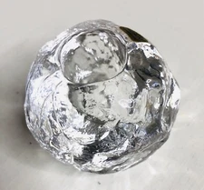 KOSTA BODA Handmade SNOWBALL Taper Candle Holder Sweden Clear Round