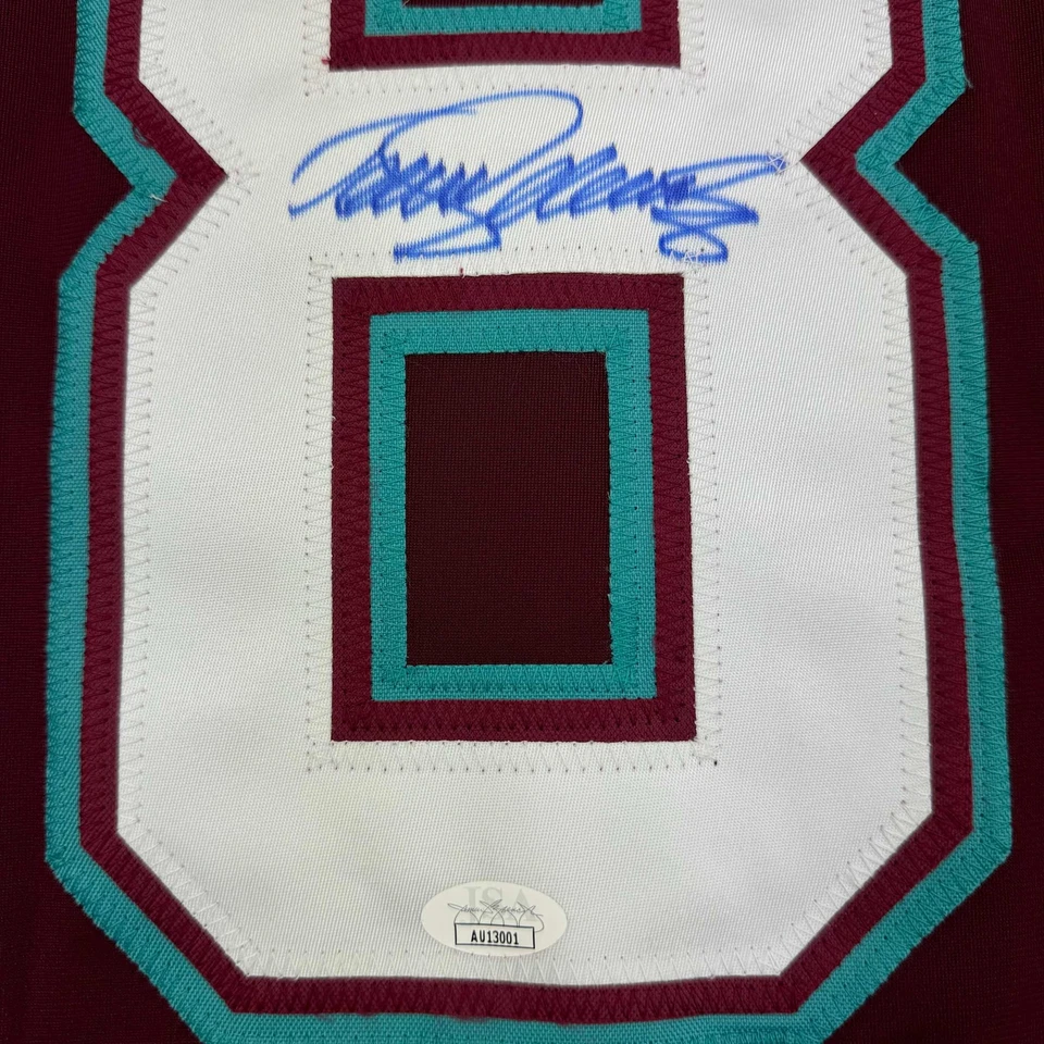 Camiseta deportiva de hockey retro autografiada/firmada Teemu Selanne Anaheim granate certificado de autenticidad JSA Foto 3 de 4