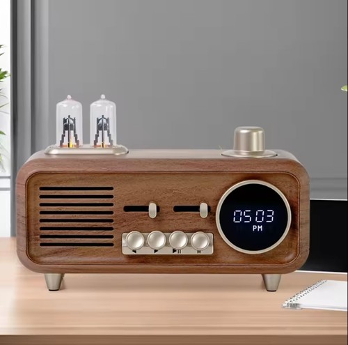 Retro Bluetooth Lautsprecher mit FM Radio & Uhr - Vintage Tragbarer Bluetooth Lautsprecher - Bild 8 von 9