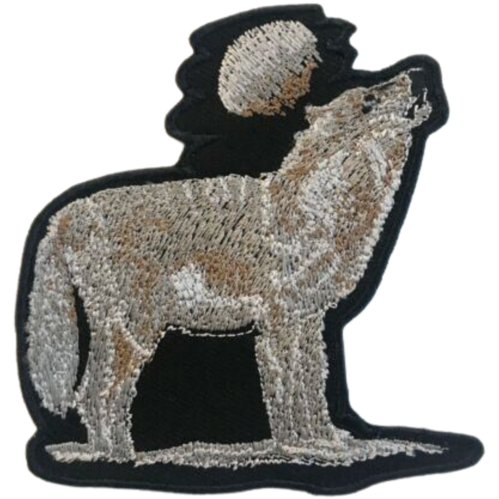 Cute Wolf and Full Moon Embroidered Iron-On Patch
