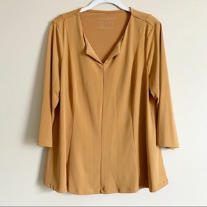 Susan-Graver-Mustard-Yellow-Long-Sleeve-Career-Top-Blouse-Womens-Size-Large