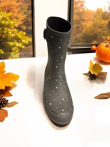 Chooka Downpour Dot Mid Calf Charcoal Women’s US Sz 9 Rain Boot - Picture 5 of 9