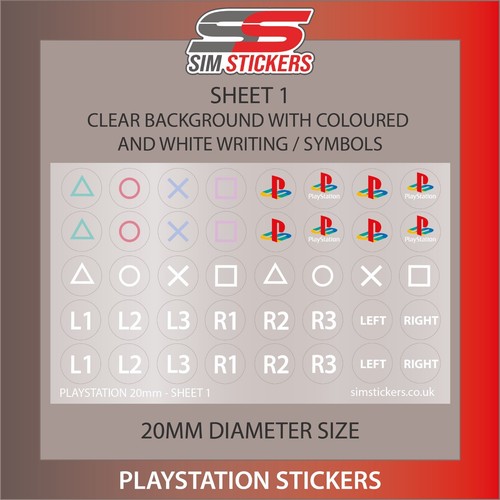 Pegatinas Playstation redondas transparentes de 20 mm de diámetro para botones arcade - Juego de 2 - Imagen 2 de 3