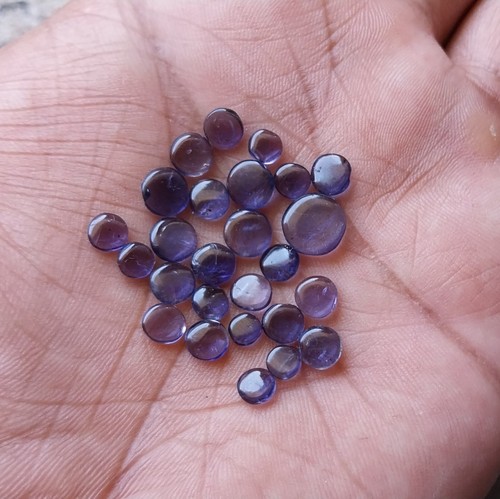 12.5 Ct Natural Top Grade Purple Blue Color Smooth Flat Iolite Round 26 Pcs Lot - Picture 18 of 24