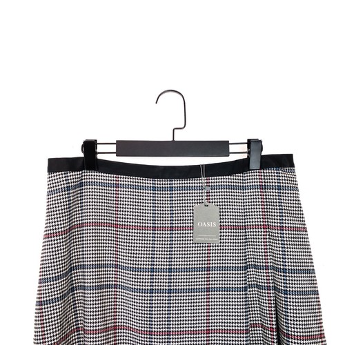 Oasis Black Blue Pink Houndstooth Check Side Pleat Mini Skirt - Size 16 NEW - Picture 3 of 13
