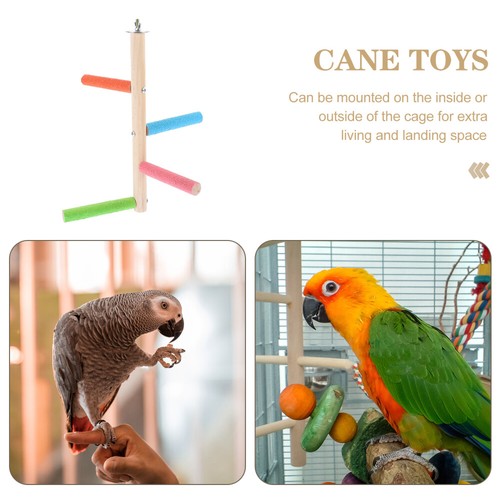 Wood Bird Perch Stand Parakeet Perch Stand Bird Cage Wooden Standing Perch New - Picture 6 of 12