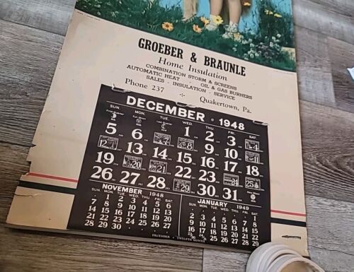 Groeber & Braunle 1948 Hogar Aislamiento Daisy Days Erbit Niña Perro Anuncio Calendario De Colección - Imagen 4 de 15