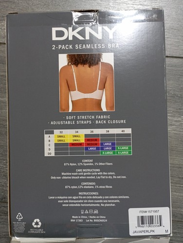 DKNY Seamless Bra *2 Pack* Adult Womens Medium Pink/Brown - Picture 4 of 4