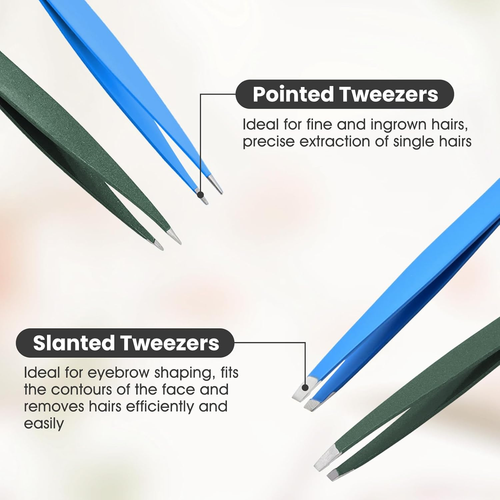 14PCS Eyebrow Tweezer Set, Precision Facial Hair Removal Stainless Steel Slant T - Picture 4 of 12