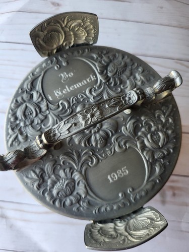 Norwegian/Norway LARGE TINN (Pewter) Eik 'ACANTHUS-ROSEMALING AMBAR' FABULOUS!!! - Picture 7 of 8