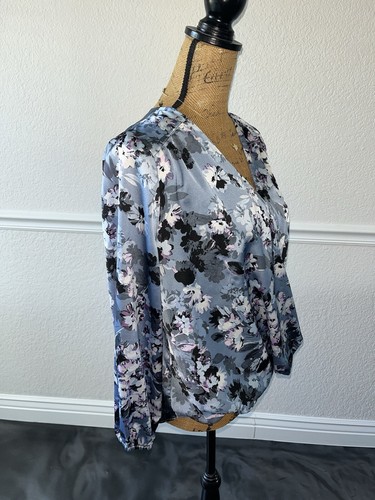 I.N.C. Surplice-Neck Floral-Print Top Steel Blue Petite Medium SOLD OUT - Picture 2 of 7