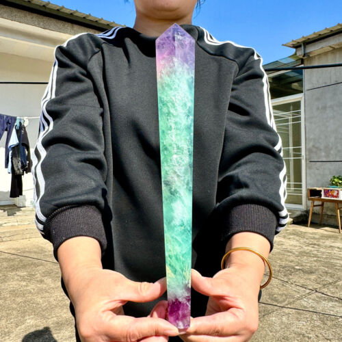 2.5LB Natural fluorite crystal obelisk Crystal Tower wand point energy - - 第 18/22 張圖片
