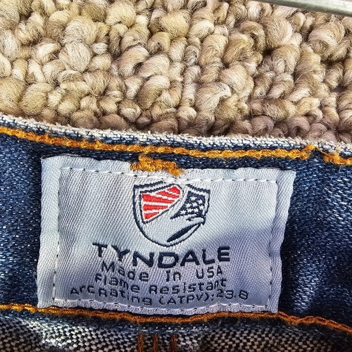 Tyndale FR Jeans Mens 42x34 ( Measures 40x33 )Straight Blue Denim Fire Flame - Picture 6 of 14