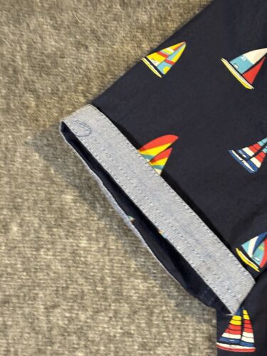 English Laundry Shirt Men’s Small Navy Blue Short Sleeve Button Front Sailboats - Picture 10 of 13