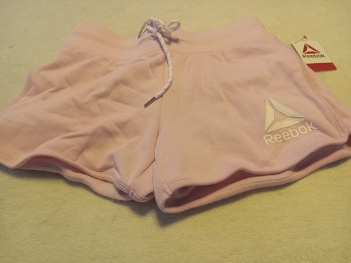 Neu mit Etikett Reebok Damen weiche French Terry entspannte Shorts Taschen duftend flieder Small