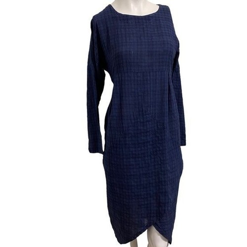 Zanzea Dark Plaid High Waisted Knee Length Dress Tulip Crisscross Hemline Small - Picture 7 of 9