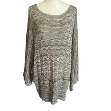 Venezia 18/20W stretchy heathered knit wide sleeved sweater wide waistband