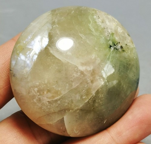 RARE NATURAL Green Moonstones QUARTZ CRYSTAL Sphere Palm HEALING - Picture 8 of 12