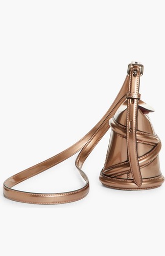 Alexander McQueen Micro The Curve Metallic Leather Crossbody ROSE GOLD - Picture 13 of 15