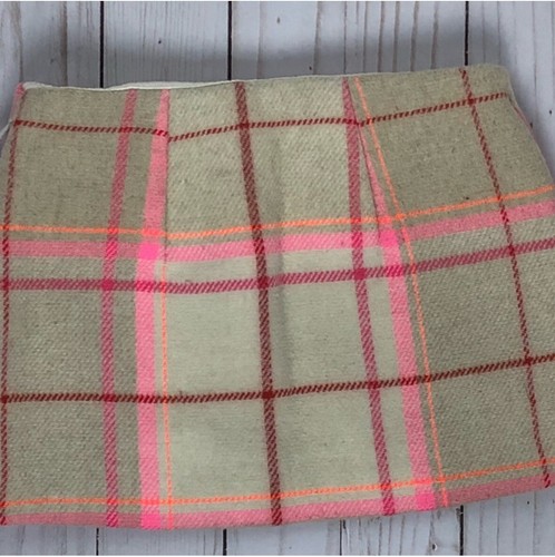 Gap Kids Girls Size 4 Adjustable Waist Plaid Cream Pink Tan Wool Blend Skirt - Picture 2 of 4