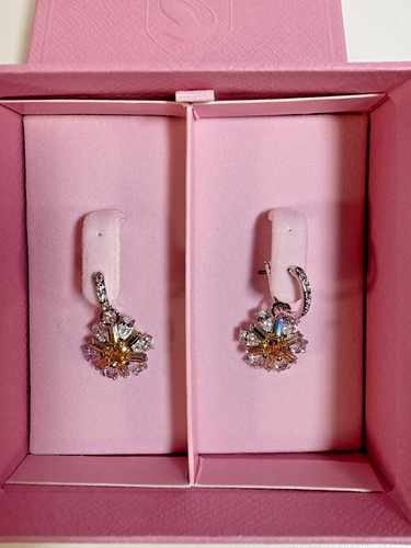Swarovski Idyllia Drop Earrings Flower, Yellow, Rhodium Plated 5683243 - Picture 2 of 2