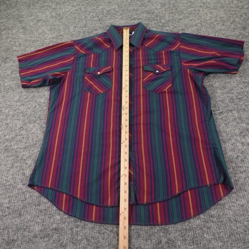 Vintage Wrangler Wester Shirt Extra Large Maroon Striped Cowboy Rodeo USA Made - Picture 5 of 9