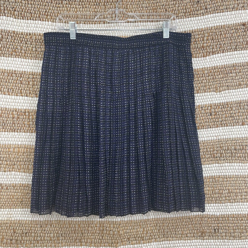 Ann Taylor Loft Women's Large Navy Skirt Accordion Pleated Knee Length