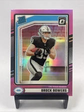 2024 Panini Donruss Rated Rookie Brock Bowers #394 Optic Preview Pink Prizm (RC)