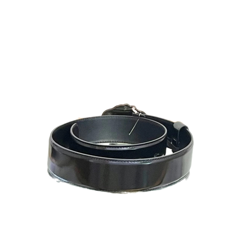 Black Patent Leather Belt w/3D Light Gold Tone Medusa Buckle 75/30* - Picture 3 of 7