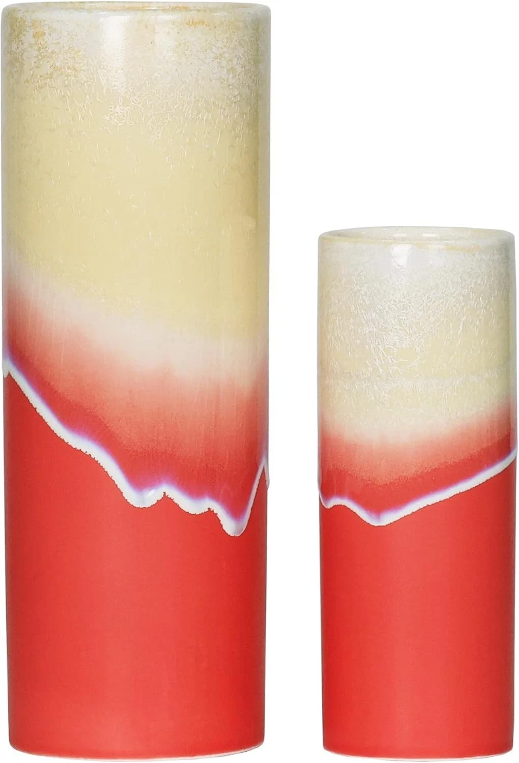 Ceramic Vases, Set of 2 (Cream & Red, 10" & 7" H)