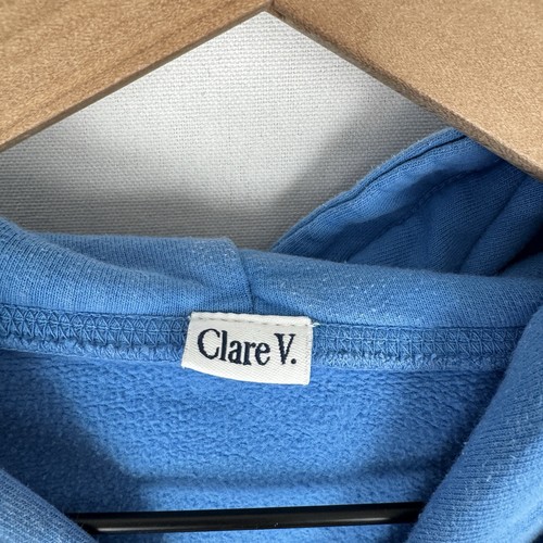 Clare V Vivier Top Womens Medium Blue Savoir Vivre Sunshine Pullover Hoodie Fun - Picture 11 of 18