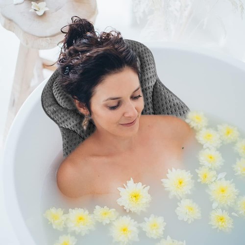 Bath Pillow Suction Cup Bathtub Soft Non Slip Neck Shoulder Head Support Cushion - Picture 2 of 10