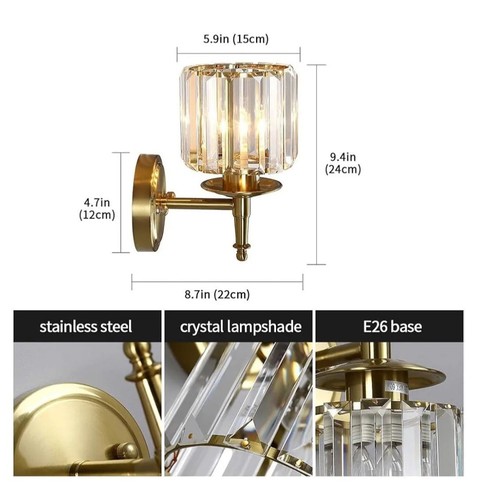 Gold Vanity Lights Bathroom, 2 Lights Fixture for Bathroom Over Mirror,... - Picture 5 of 5