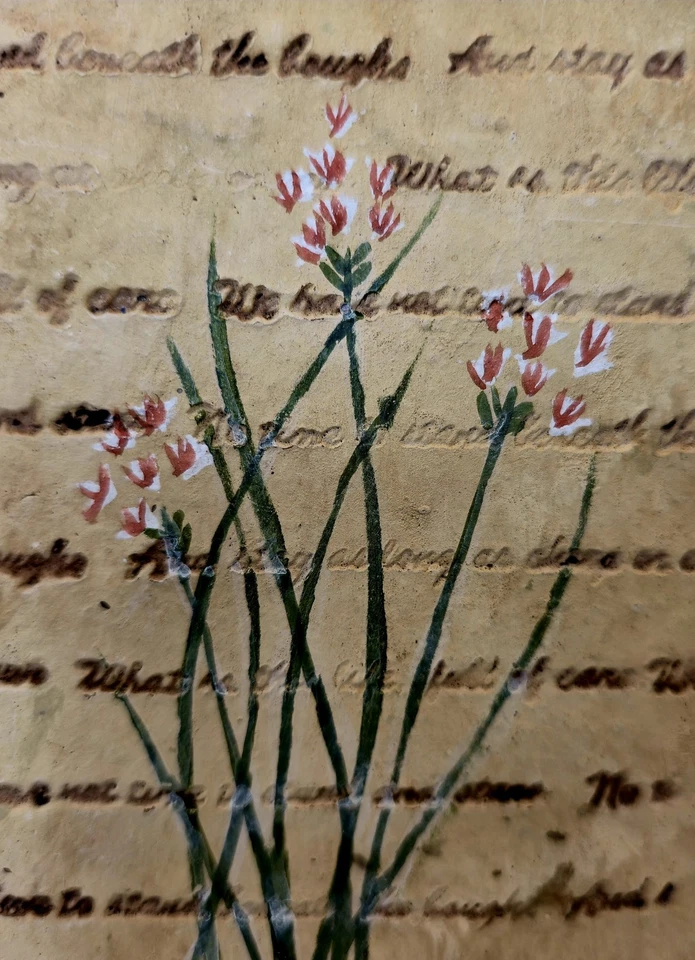 Терракотовая настенная табличка с гравировкой вручную цветочная поэма деревенский ремесленный декор - Изображение 2 из 4