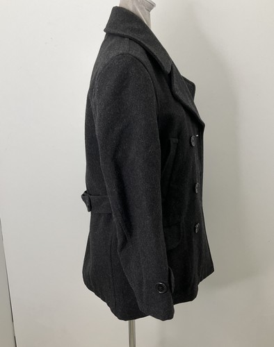 United Colors of Benetton Gray Wool Double-Breasted Button Peacoat 40 - Picture 2 of 5