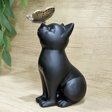 Cat Figurine with Butterfly Funny Pet Memorial Gifts for House Porch Outdoor