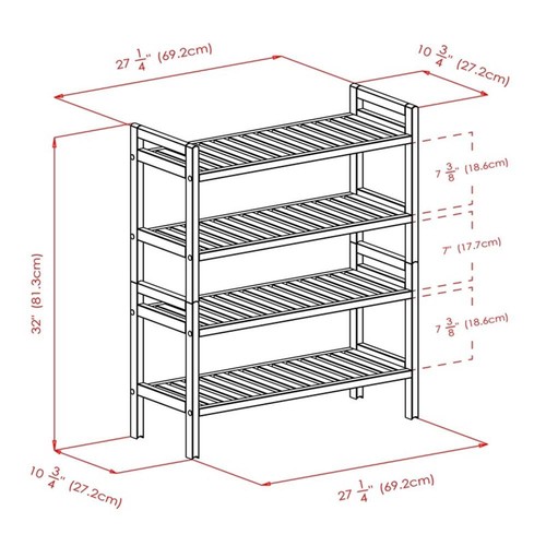 Winsome Mercury 2-Piece Stackable Solid Wood Shoe Rack Set in Natural - Picture 11 of 11