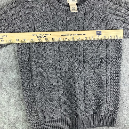 LL Bean Youth Sweater Pullover Grey Wool Cable Knit Sz 10/12 Long Sleeve EUC - Picture 10 of 13
