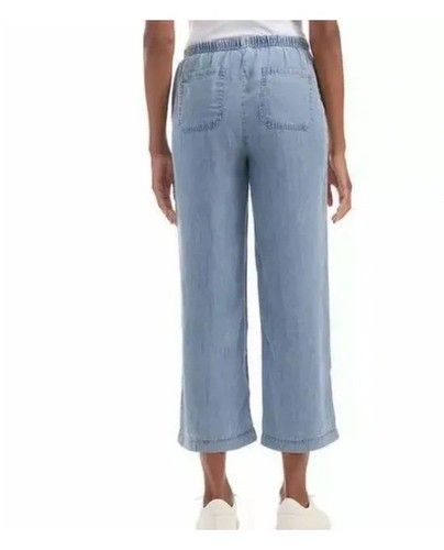 NWT Splendid Women's Cropped Wide Leg Drawstring Pants Blue Large