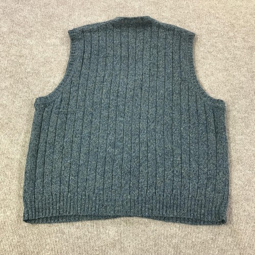 Vintage Club Room Sweater Vest Mens XL Blue Shetland Wool Button Front Knit 90s - Picture 7 of 11