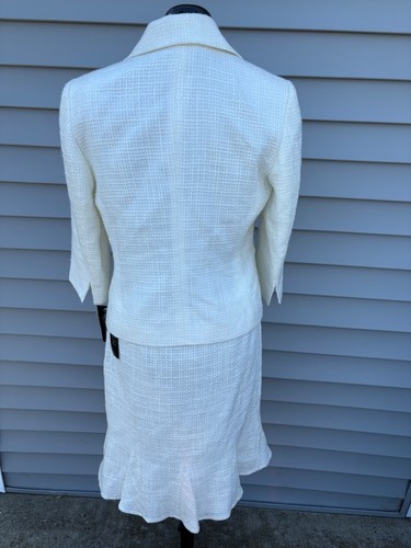 Falda y Blazer Kasper Off White Texturizado Talla 8 Nuevo con Etiquetas Sucio en Falda como se encuentra - Imagen 6 de 8