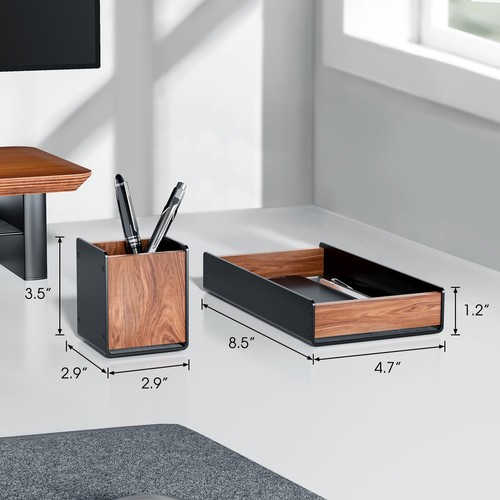 UPERGO Walnut Desk Tray with Pen Holder Set, Natural Wooden Desk Drawer Organ... - Picture 6 of 6