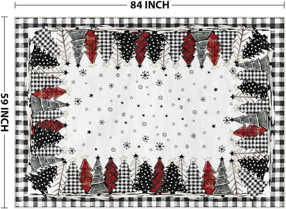 Watercolor Buffalo Plaid Xmas Tree Merry Christmas Area Rug, Winter Home Decor L - Image 2 of 4