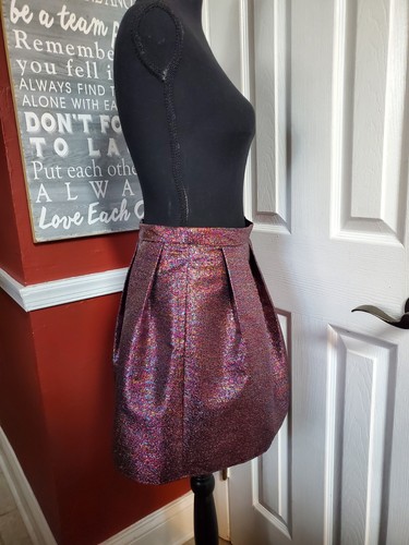 i.n.girl Youth Girl Pleated Metallic Mini Party Skirt 26" Waist Pink-ish Purple - Picture 5 of 13