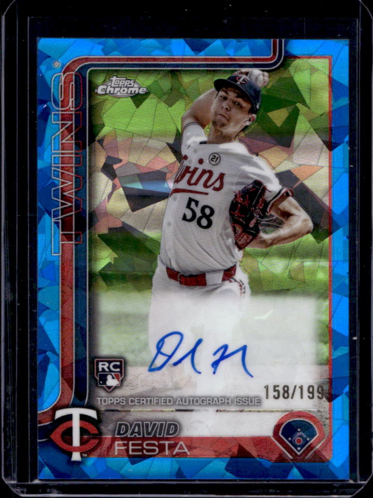 2025 Topps Chrome Sapphire David Festa Rookie Auto Rookie #158/199 Twins