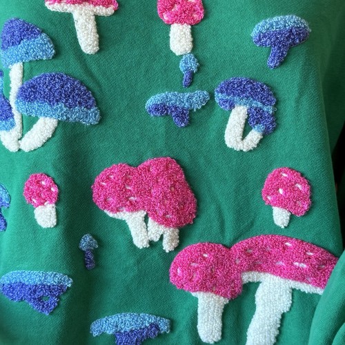 NUEVO SIN ETIQUETAS Modest Mouse XL Sudadera Unisex Verde Apliques de Setas Difusas - Imagen 6 de 14