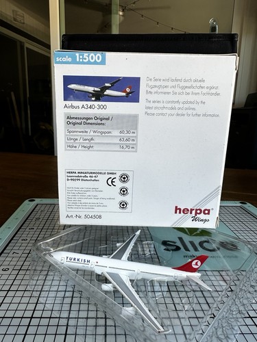 VINTAGE NEW 1994 HERPA WINGS 1:500 TURKISH AIRLINES AIRBUS A340-300 #504508 - Picture 2 of 6