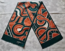 SCARF VINTAGE AUTHENTIC MOSER SIGNED GEOMETRIC ART THAI SILK LONG MENS
